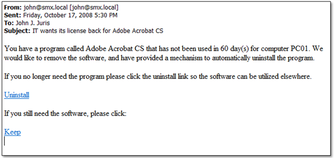 License Reclamation Notification Email