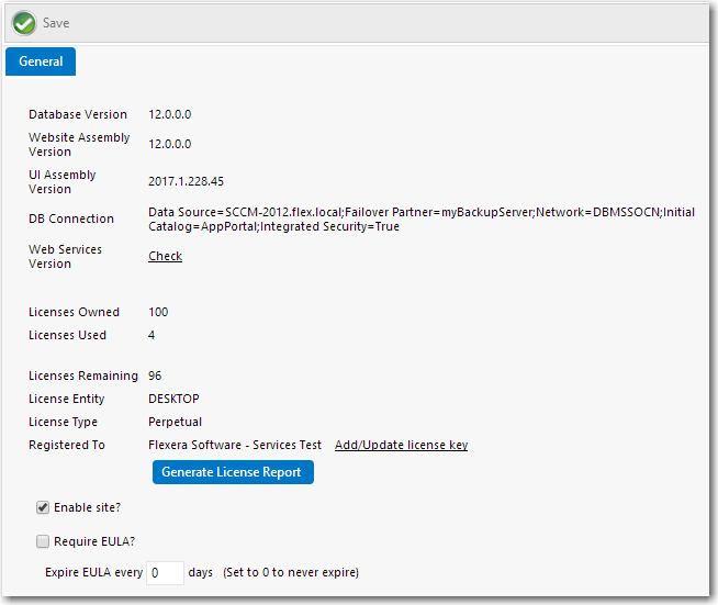Settings &gt; General View